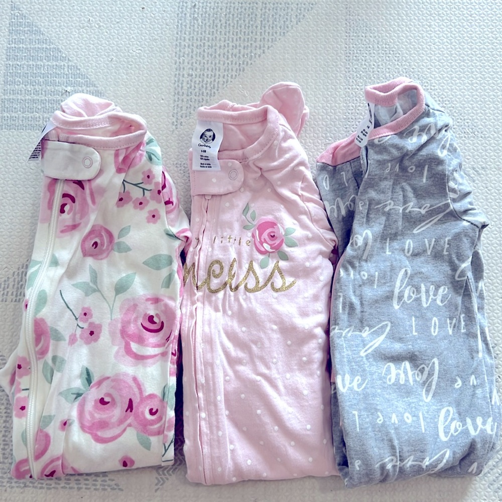 Gerber baby 3Pk 6-9 month footie pajamas